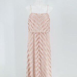 Jessica Simpson Peach Champagne Chevron Striped Maxi Dress